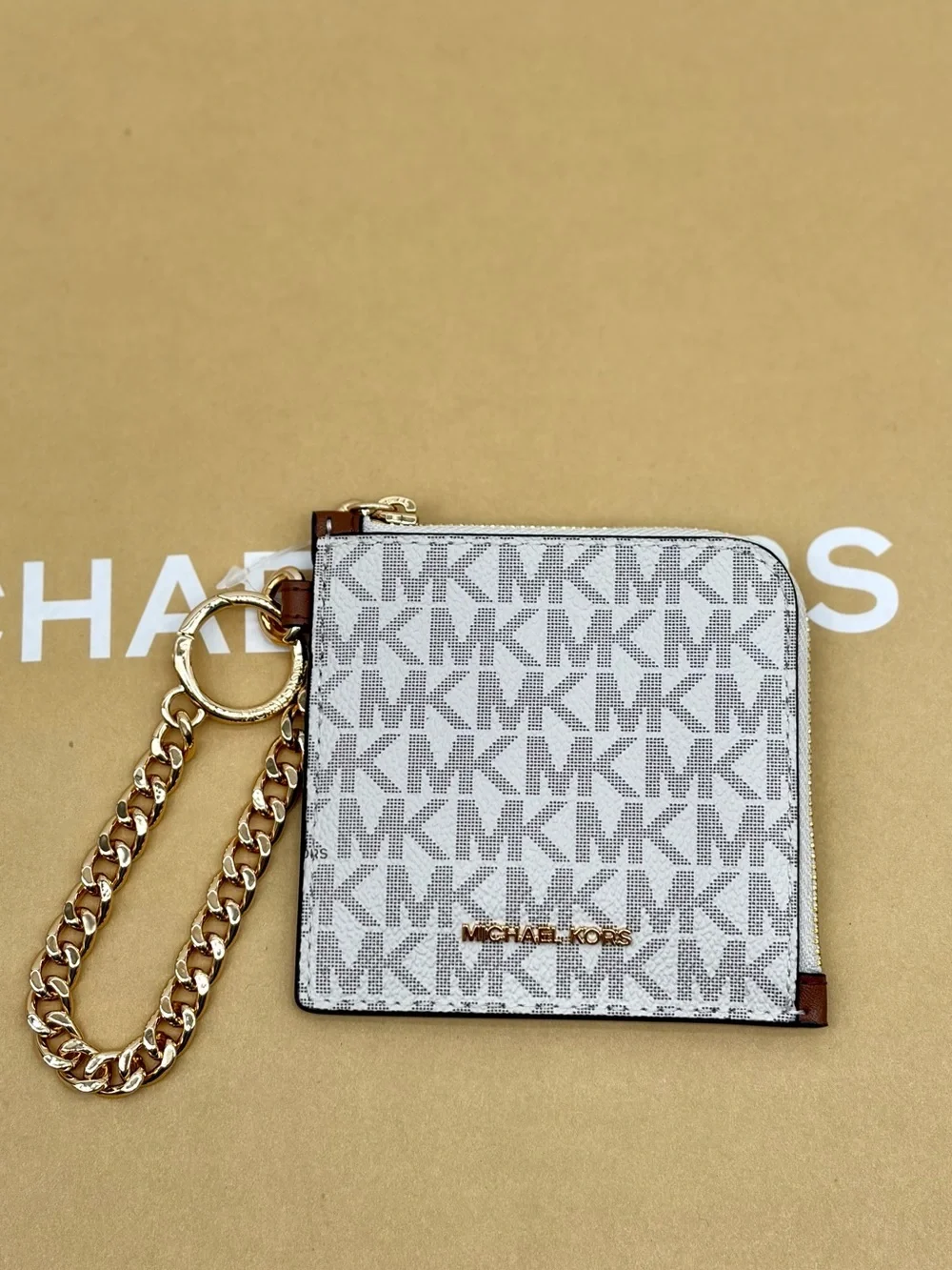 Michael Kors Jet Set Travel Signature Logo Chain Wallet Card Holder